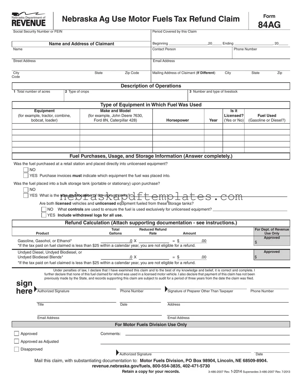 Blank 84Ag Nebraska PDF Template