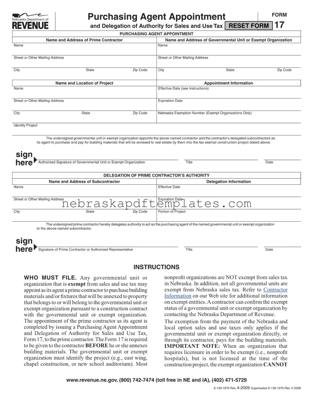 Blank Nebraska 17 PDF Template