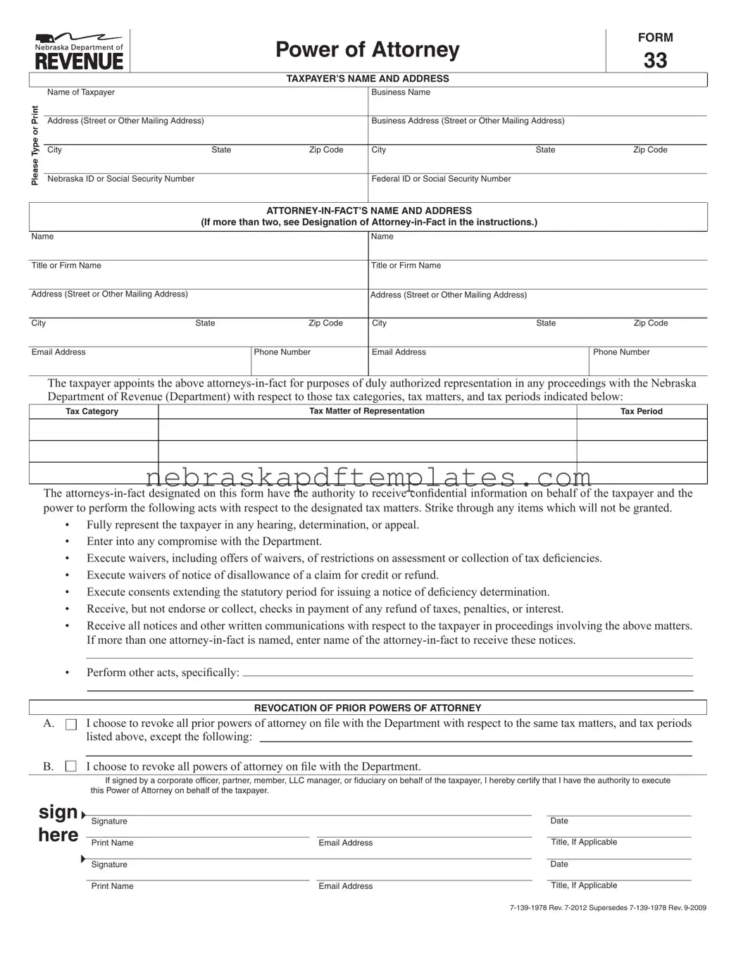 Blank Nebraska 33 PDF Template