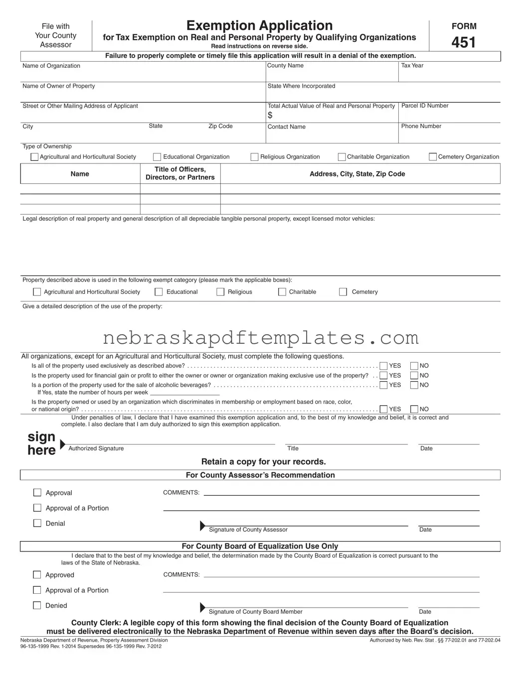 Blank Nebraska 451 PDF Template