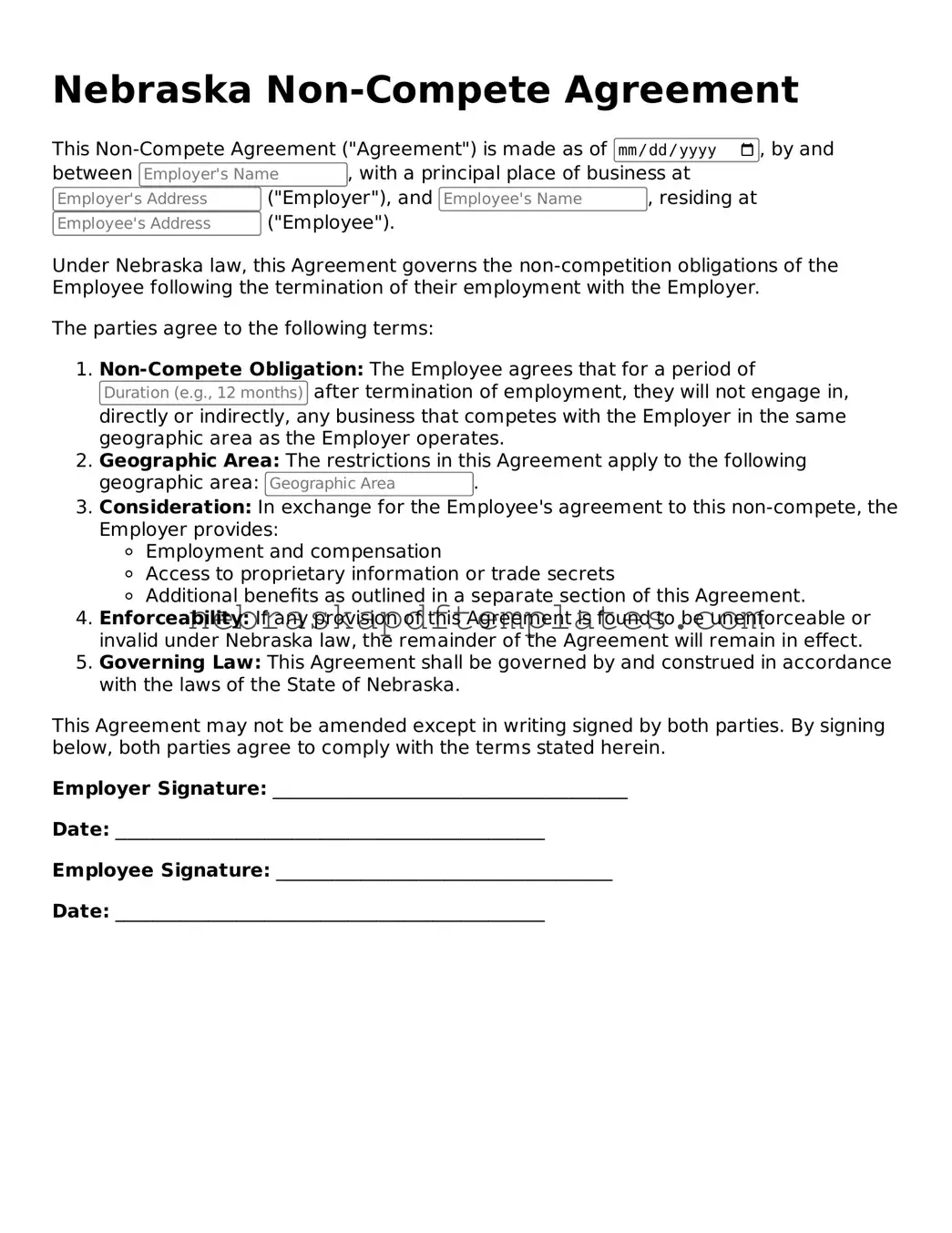 Attorney-Verified Non-compete Agreement Document for Nebraska