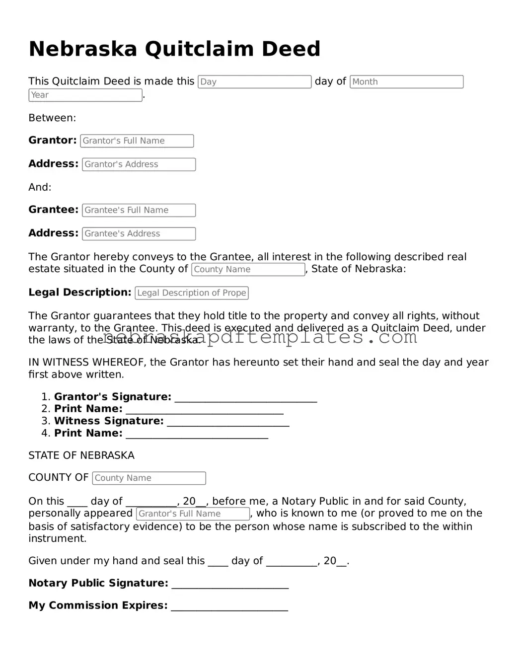 Attorney-Verified  Quitclaim Deed Document for Nebraska