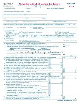 Blank Nebraska 1040N PDF Template