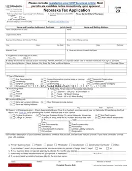 Blank Nebraska 20 PDF Template