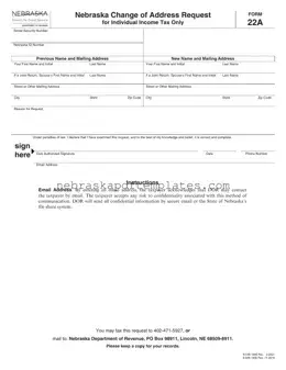 Blank Nebraska 22A PDF Template