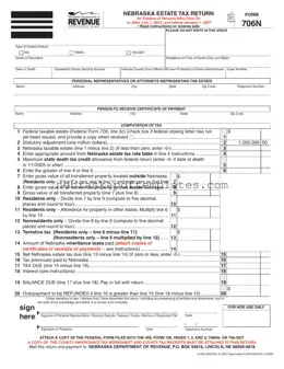 Blank Nebraska 706N PDF Template