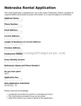 Attorney-Verified  Rental Application Document for Nebraska
