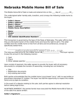 Attorney-Verified  Mobile Home Bill of Sale Document for Nebraska