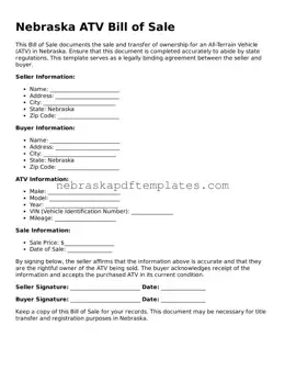 Attorney-Verified  ATV Bill of Sale Document for Nebraska
