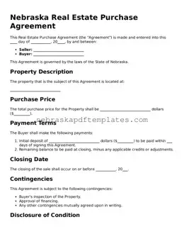Attorney-Verified Real Estate Purchase Agreement Document for Nebraska