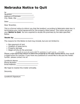 Attorney-Verified  Notice to Quit Document for Nebraska