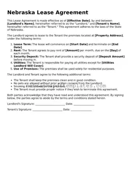 Attorney-Verified  Lease Agreement Document for Nebraska