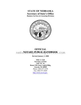 Blank Notary Handbook Nebraska PDF Template