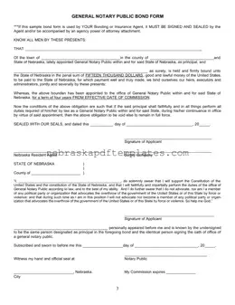Blank Notary Public Bond Nebraska PDF Template